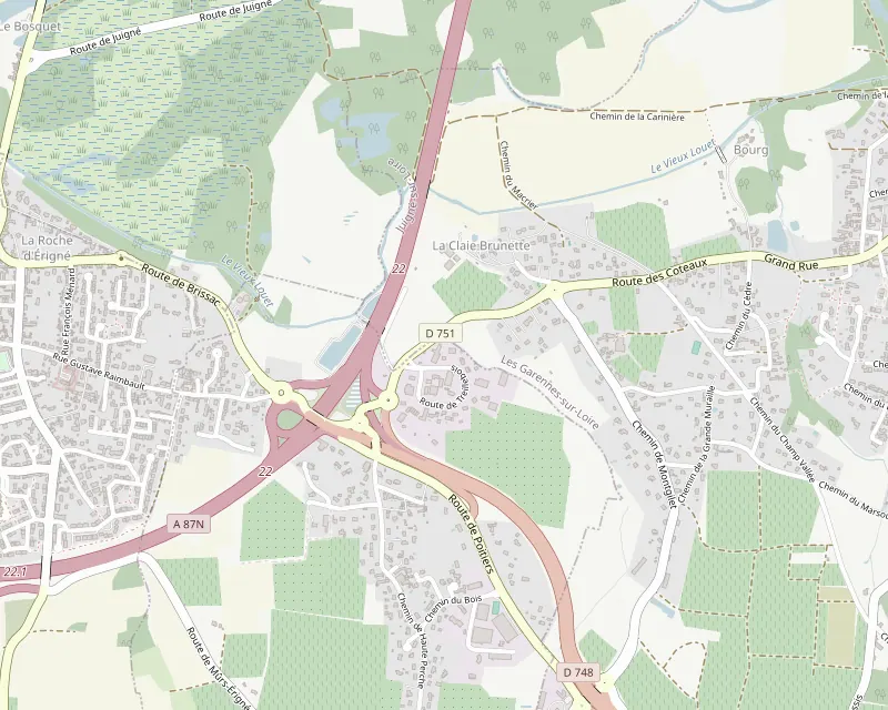 Plan de situation : ELUDE SARL dans la ZA de Treillebois, à Saint-Melaine-sur-Aubance, au sud d'Angers, près de l'échangeur de l'A87
